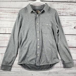 Faherty Brand Knit Button Shirt Gray M Long Sleeve Stretch Herringbone Knit Soft